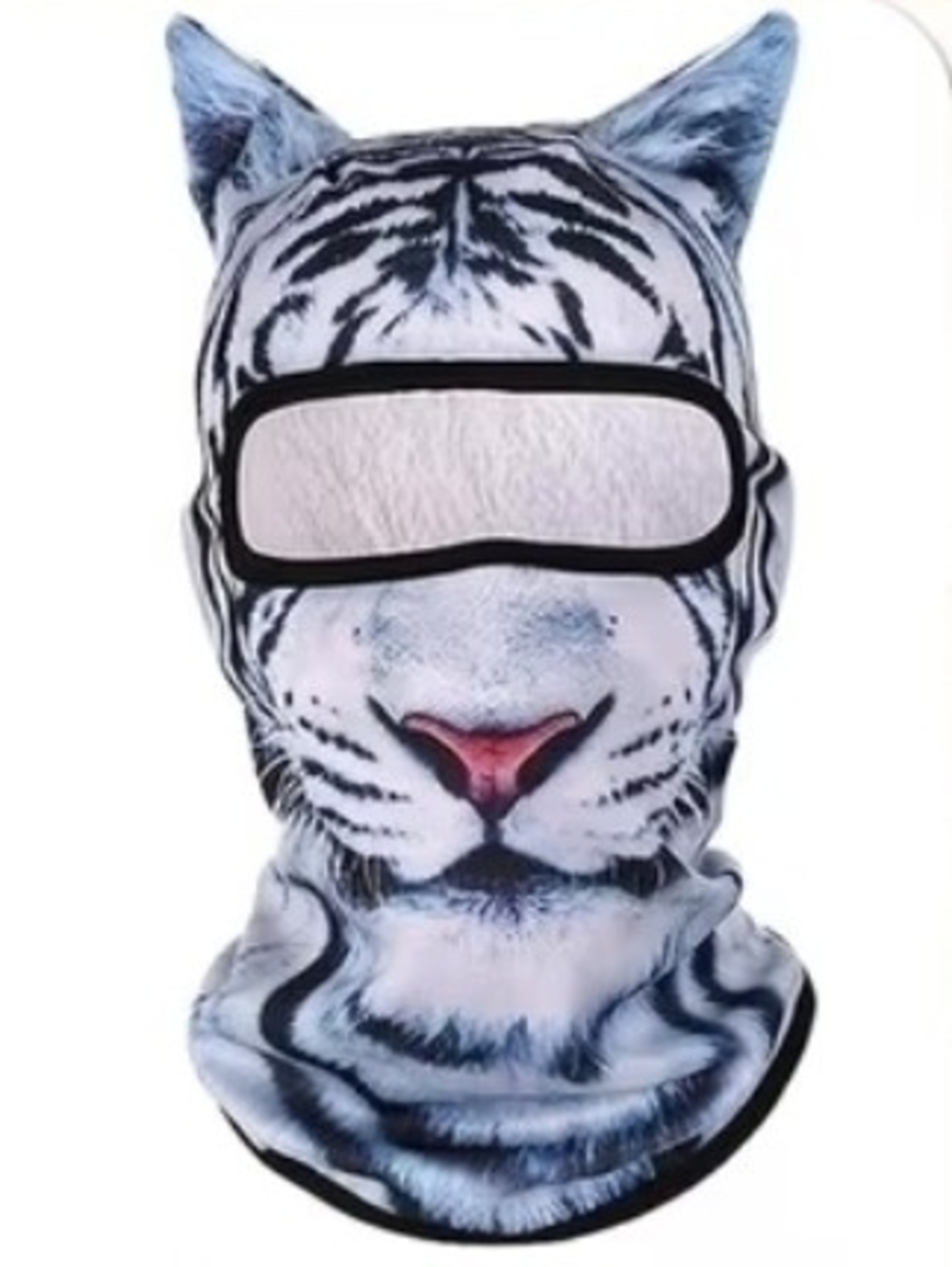 White Tiger Print Full-Face Balaclava Mask NIP!